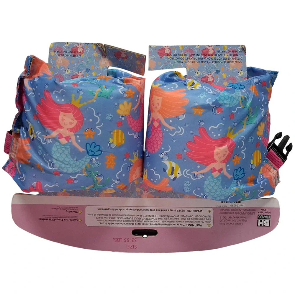 Lifeguard Kids Swim Float Vest Arm Bands 33-55 lbs Mermaid 3pc Set New